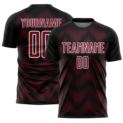 Custom Black Crimson-White Line Sublimation Soccer Uniform Jersey - Sky-Custom
