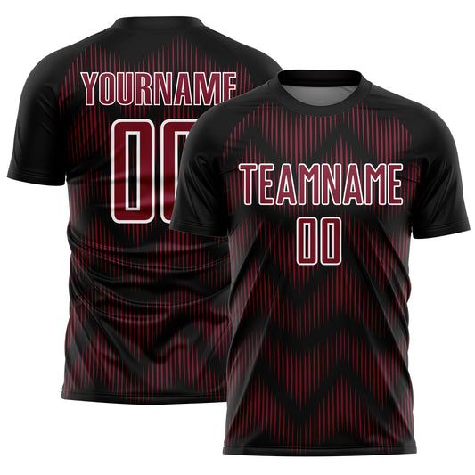 Custom Black Crimson-White Line Sublimation Soccer Uniform Jersey - Sky-Custom