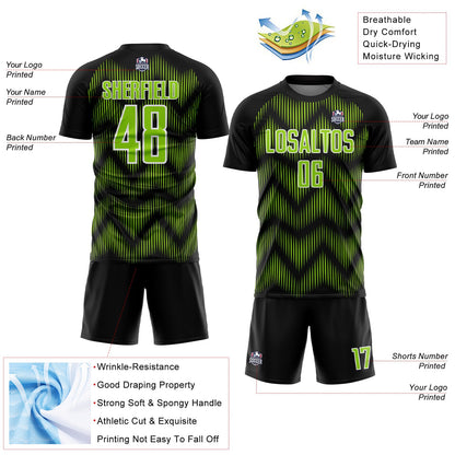 Custom Black Neon Green-White Line Sublimation Soccer Uniform Jersey - Sky-Custom