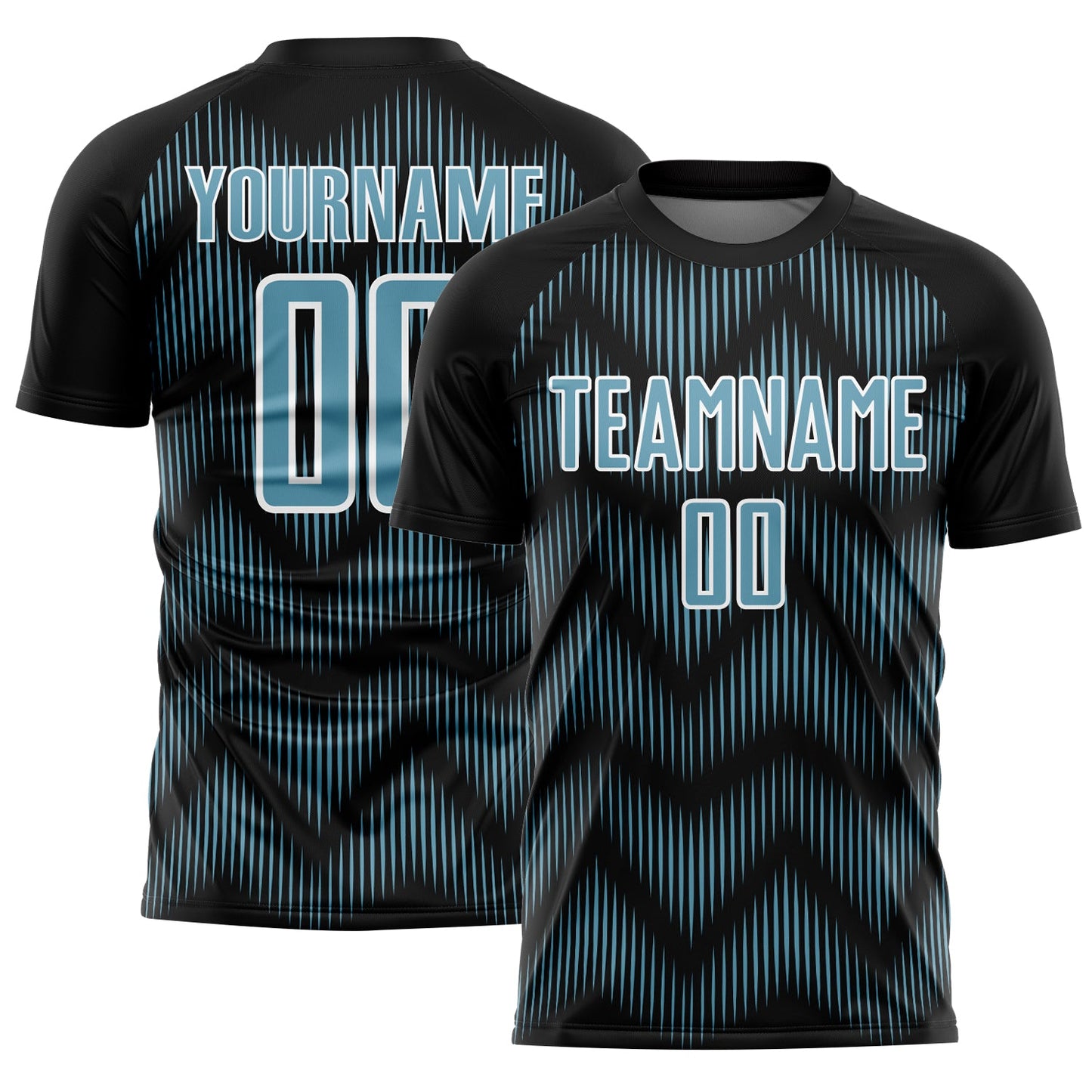 Custom Black Shadow Blue-White Line Sublimation Soccer Uniform Jersey - Sky-Custom