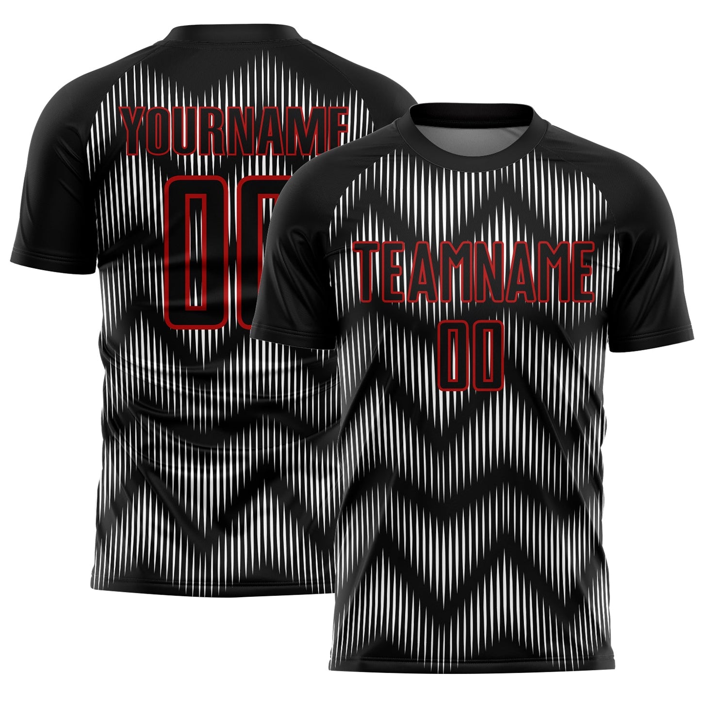 Custom Black Red-White Line Sublimation Soccer Uniform Jersey - Sky-Custom