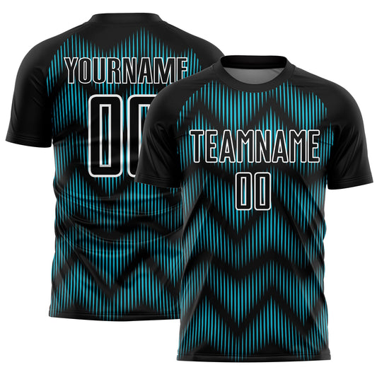 Custom Black Lakes Blue-White Line Sublimation Soccer Uniform Jersey - Sky-Custom