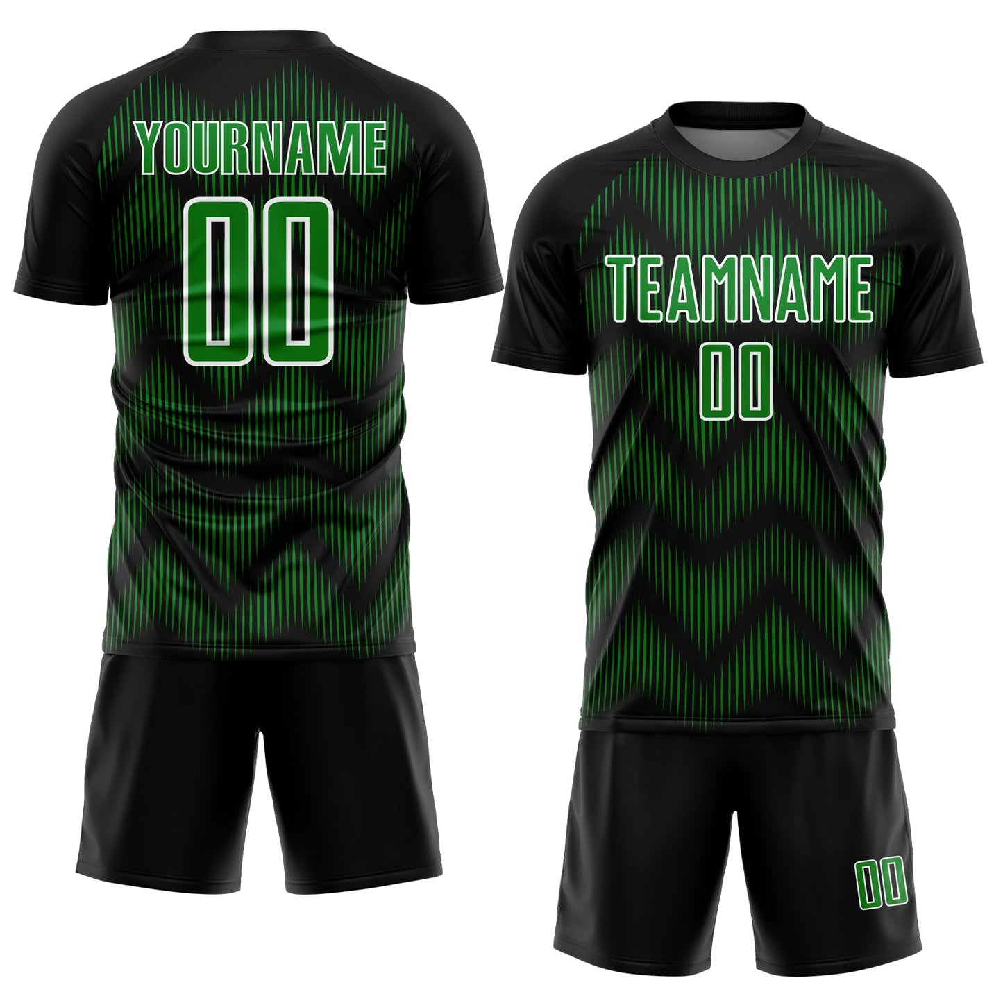 Custom Black Grass Green-White Line Sublimation Soccer Uniform Jersey - Sky-Custom