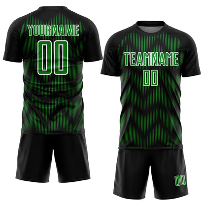 Custom Black Grass Green-White Line Sublimation Soccer Uniform Jersey - Sky-Custom