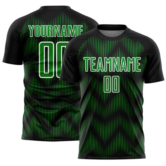 Custom Black Grass Green-White Line Sublimation Soccer Uniform Jersey - Sky-Custom
