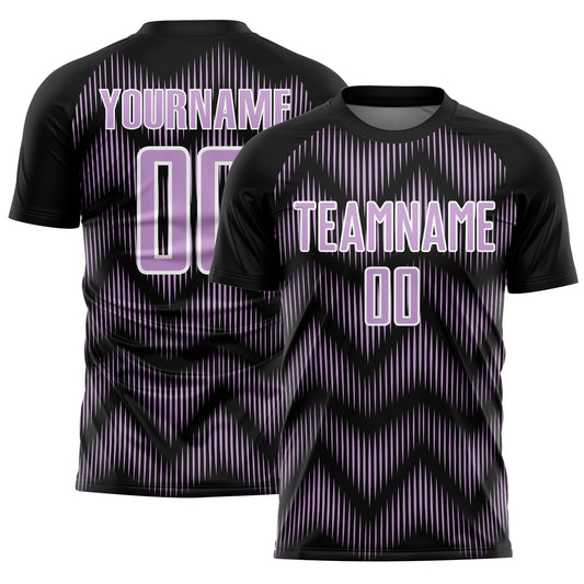 Custom Black Light Purple-White Line Sublimation Soccer Uniform Jersey - Sky-Custom
