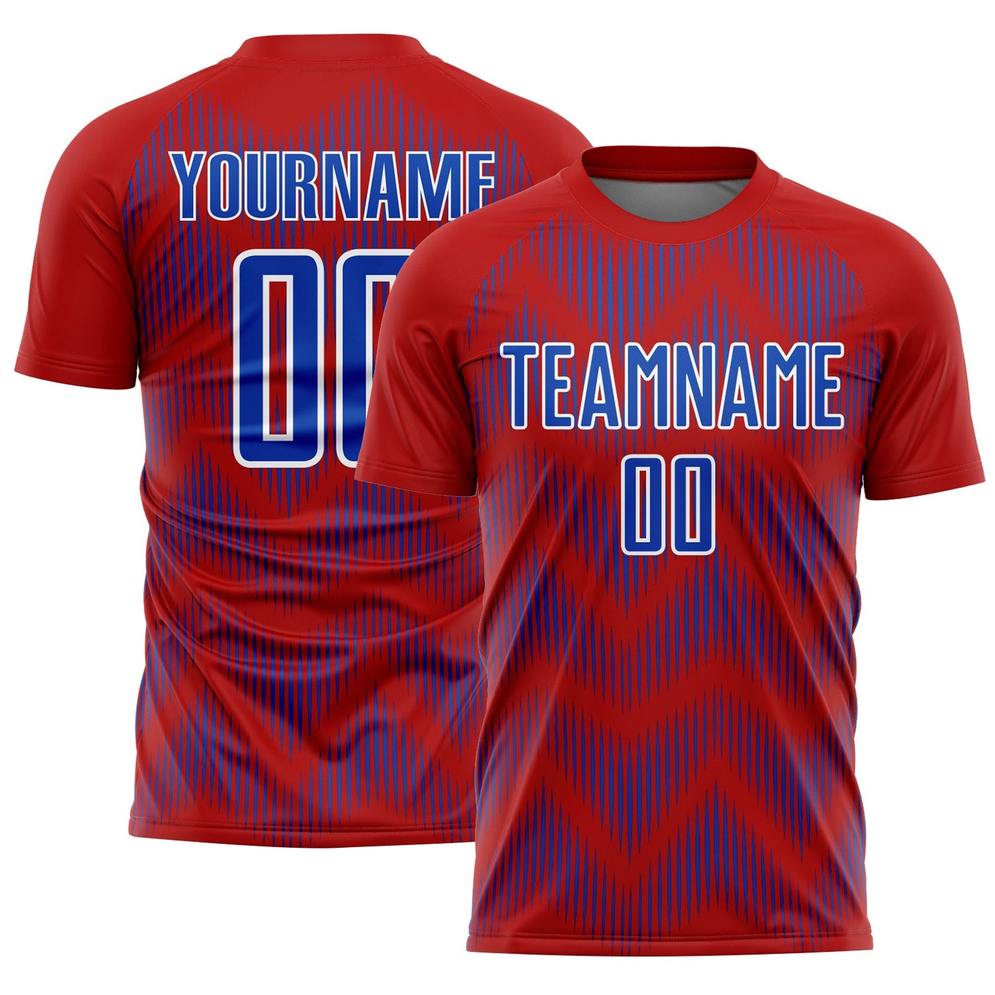 Custom Red Thunder Blue-White Line Sublimation Soccer Uniform Jersey - Sky-Custom
