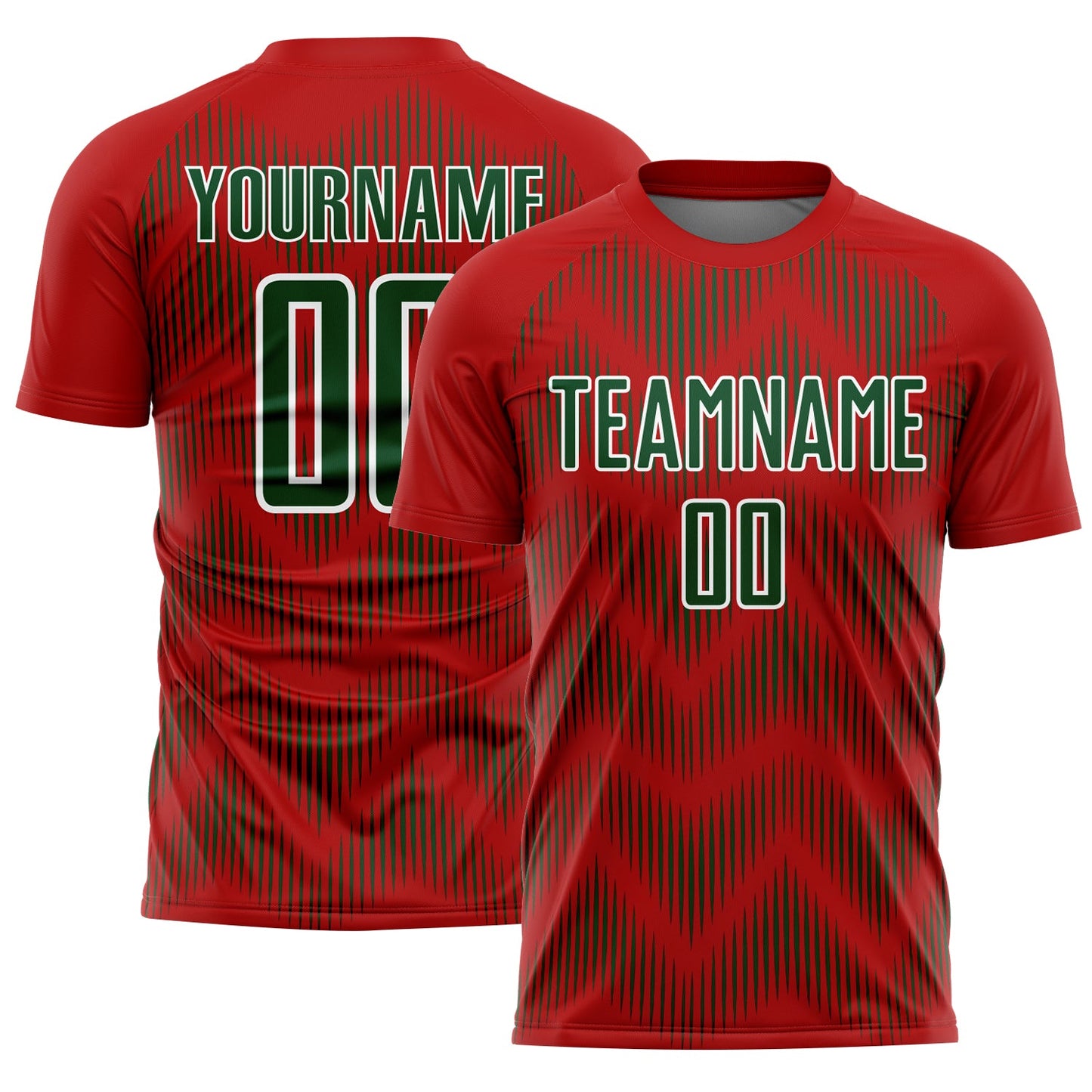 Custom Red Green-White Line Sublimation Soccer Uniform Jersey - Sky-Custom