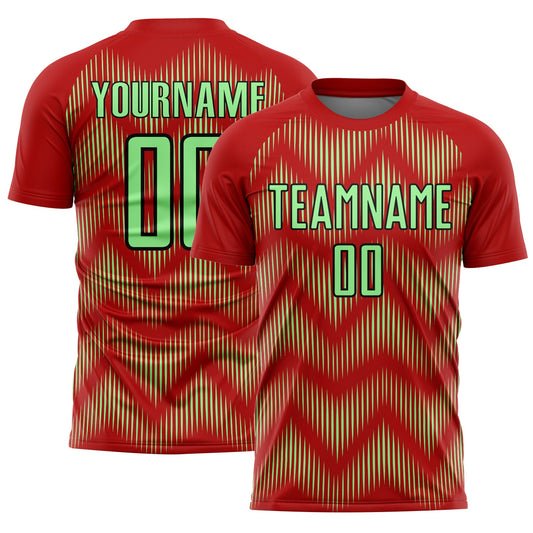 Custom Red Pea Green-Black Line Sublimation Soccer Uniform Jersey - Sky-Custom