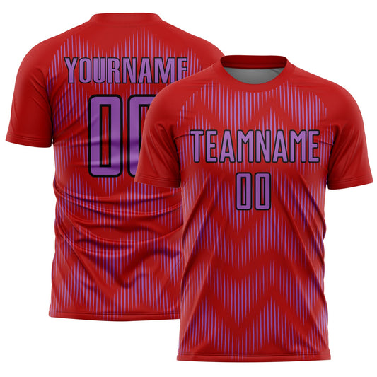 Custom Red Medium Purple-Black Line Sublimation Soccer Uniform Jersey - Sky-Custom