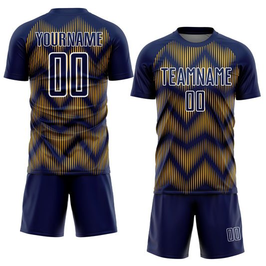 Custom Navy Gold-White Line Sublimation Soccer Uniform Jersey - Sky-Custom
