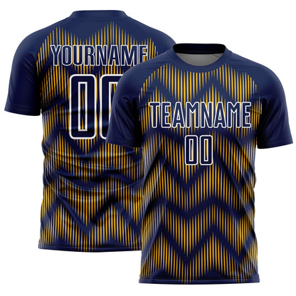 Custom Navy Gold-White Line Sublimation Soccer Uniform Jersey - Sky-Custom
