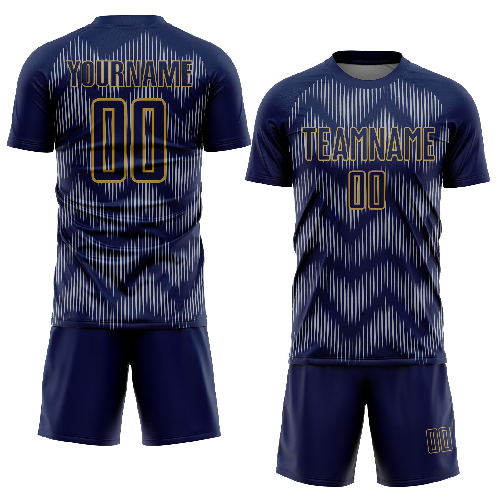 Custom Navy Gray-Old Gold Line Sublimation Soccer Uniform Jersey - Sky-Custom