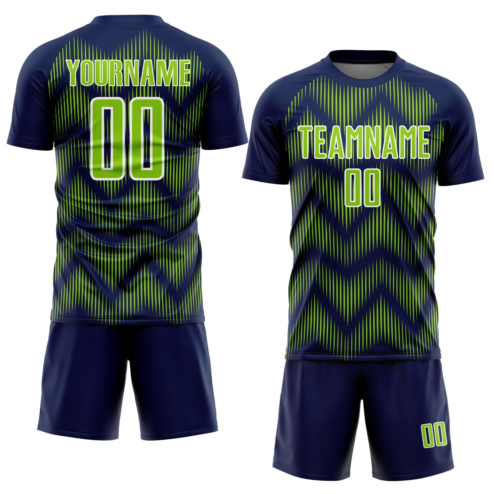Custom Navy Neon Green-White Line Sublimation Soccer Uniform Jersey - Sky-Custom