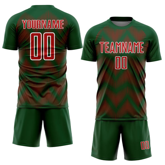 Custom Green Red-White Line Sublimation Soccer Uniform Jersey - Sky-Custom