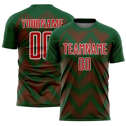 Custom Green Red-White Line Sublimation Soccer Uniform Jersey - Sky-Custom