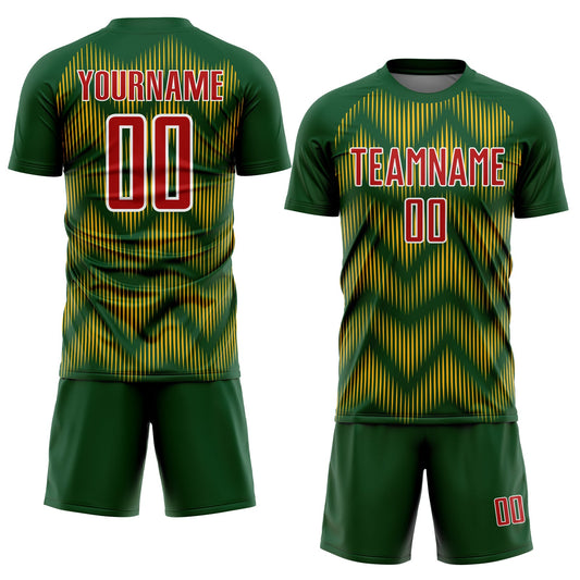 Custom Green Red-Gold Line Sublimation Soccer Uniform Jersey - Sky-Custom