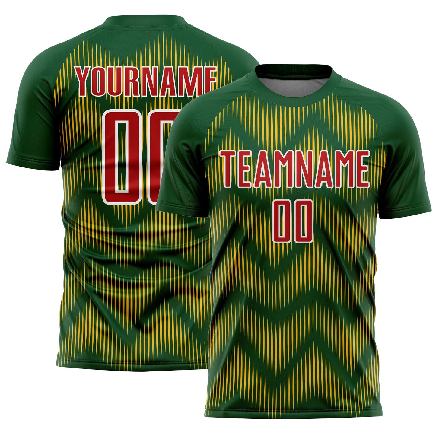 Custom Green Red-Gold Line Sublimation Soccer Uniform Jersey - Sky-Custom