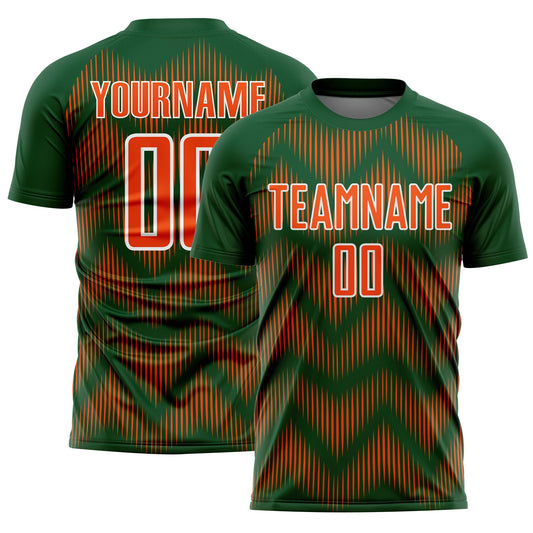 Custom Green Orange-White Line Sublimation Soccer Uniform Jersey - Sky-Custom