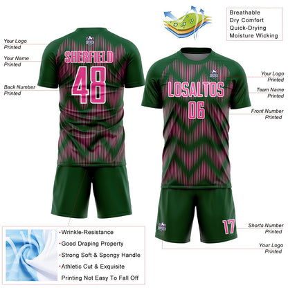 Custom Green Pink-White Line Sublimation Soccer Uniform Jersey - Sky-Custom