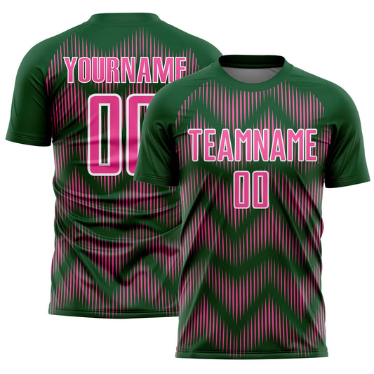 Custom Green Pink-White Line Sublimation Soccer Uniform Jersey - Sky-Custom