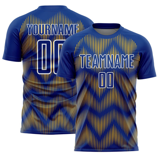 Custom Royal Gold-White Line Sublimation Soccer Uniform Jersey - Sky-Custom