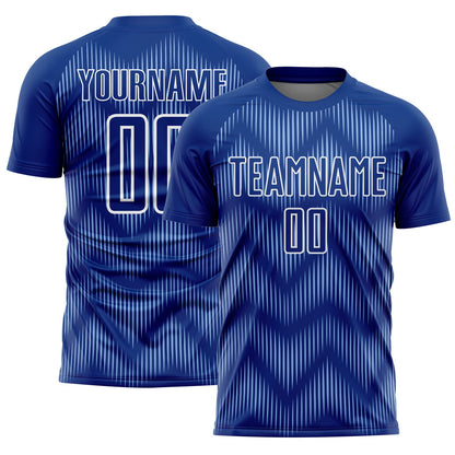 Custom Royal Light Blue-White Line Sublimation Soccer Uniform Jersey - Sky-Custom