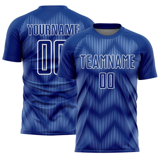 Custom Royal Light Blue-White Line Sublimation Soccer Uniform Jersey - Sky-Custom