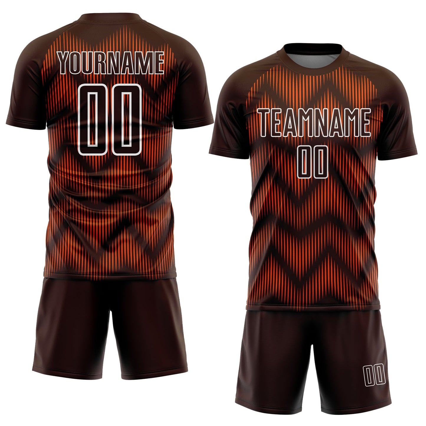 Custom Brown Orange-White Line Sublimation Soccer Uniform Jersey - Sky-Custom