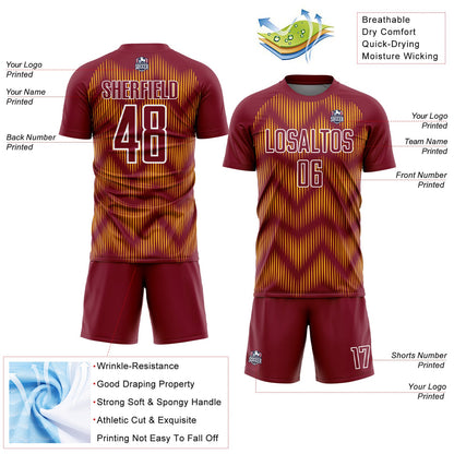 Custom Crimson Gold-White Line Sublimation Soccer Uniform Jersey - Sky-Custom