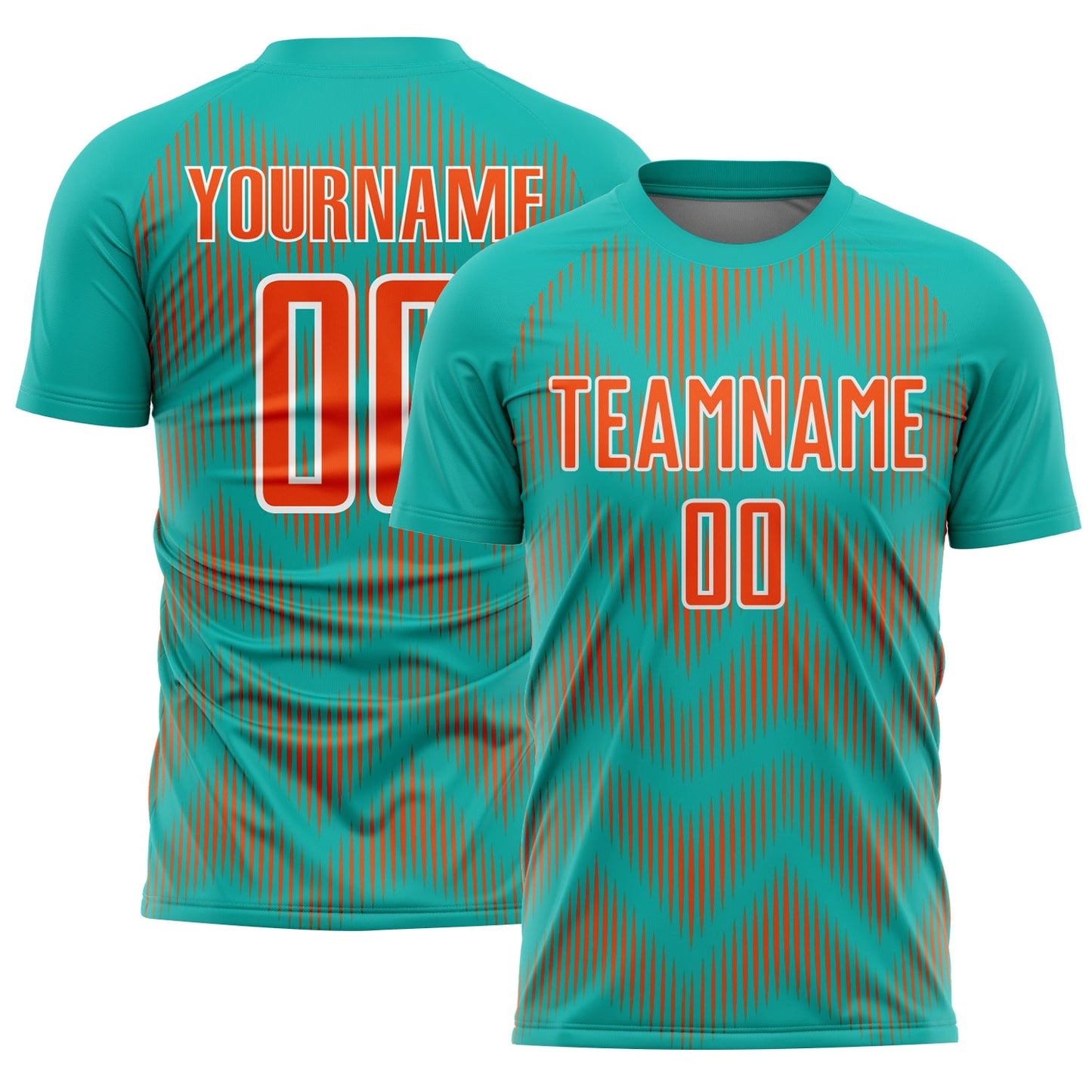 Custom Aqua Orange-White Line Sublimation Soccer Uniform Jersey - Sky-Custom