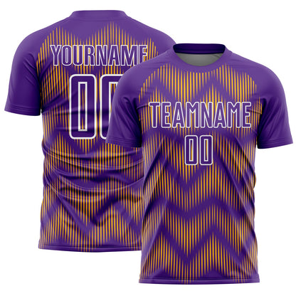 Custom Purple Gold-White Line Sublimation Soccer Uniform Jersey - Sky-Custom