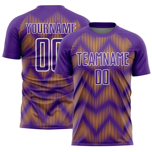 Custom Purple Gold-White Line Sublimation Soccer Uniform Jersey - Sky-Custom