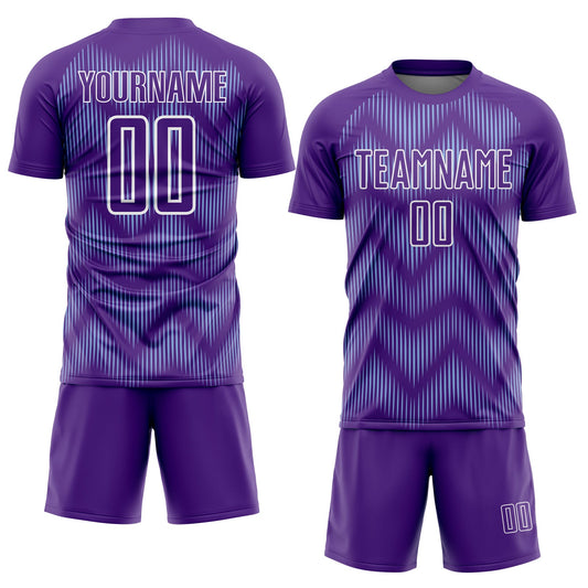 Custom Purple Light Blue-White Line Sublimation Soccer Uniform Jersey - Sky-Custom