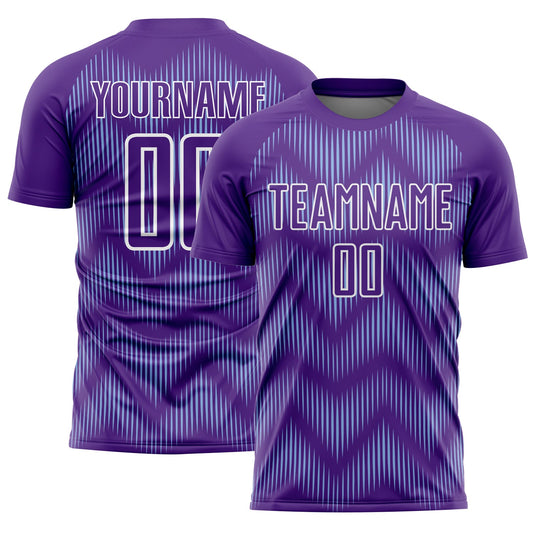 Custom Purple Light Blue-White Line Sublimation Soccer Uniform Jersey - Sky-Custom