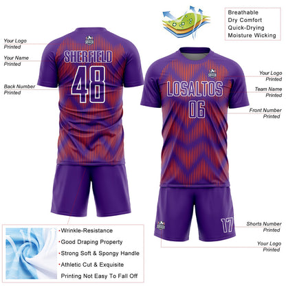 Custom Purple Orange-White Line Sublimation Soccer Uniform Jersey - Sky-Custom