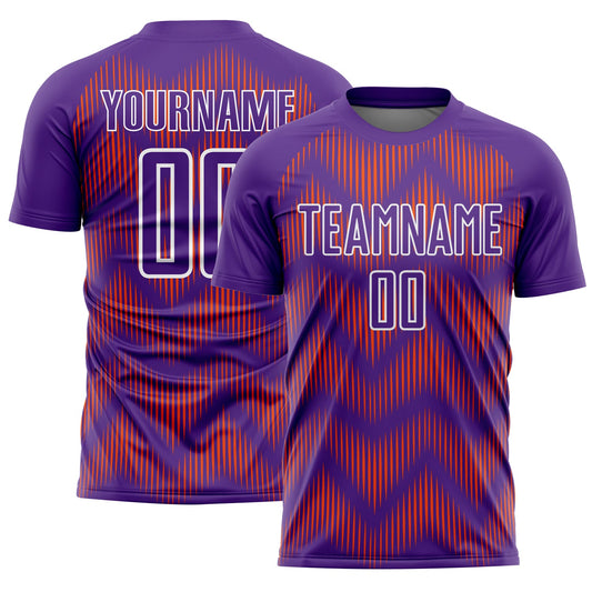 Custom Purple Orange-White Line Sublimation Soccer Uniform Jersey - Sky-Custom