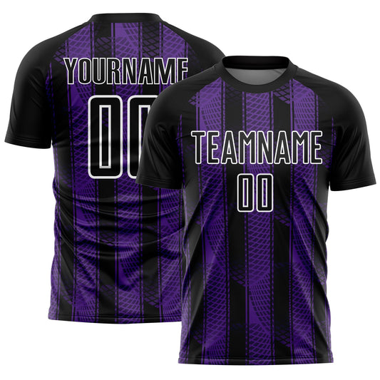 Custom Black Purple-White Abstract Network Sublimation Soccer Uniform Jersey - Sky-Custom