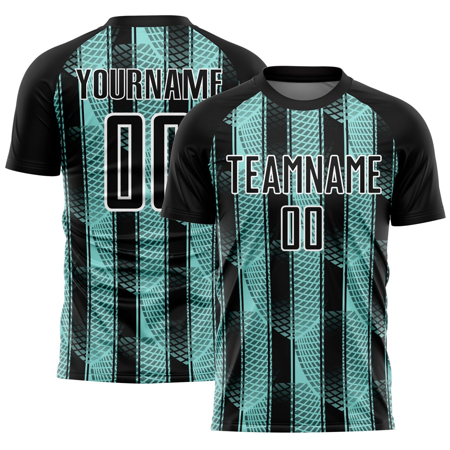 Custom Black Ice Blue-White Abstract Network Sublimation Soccer Uniform Jersey - Sky-Custom