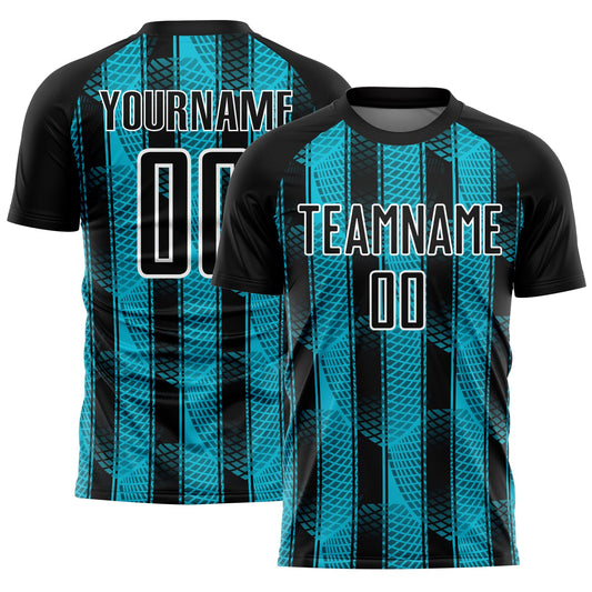 Custom Black Lakes Blue-White Abstract Network Sublimation Soccer Uniform Jersey - Sky-Custom