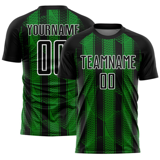 Custom Black Grass Green-White Abstract Network Sublimation Soccer Uniform Jersey - Sky-Custom