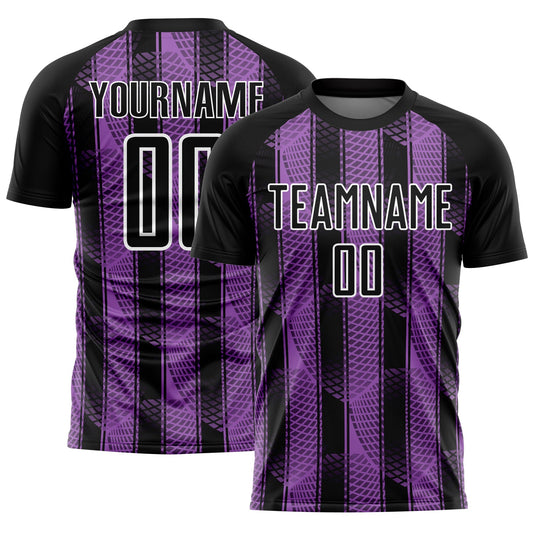Custom Black Medium Purple-White Abstract Network Sublimation Soccer Uniform Jersey - Sky-Custom