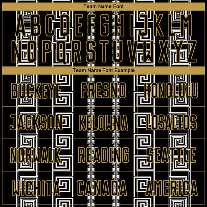 Custom Black Old Gold-White Geometric Shape Sublimation Soccer Uniform Jersey - Sky-Custom