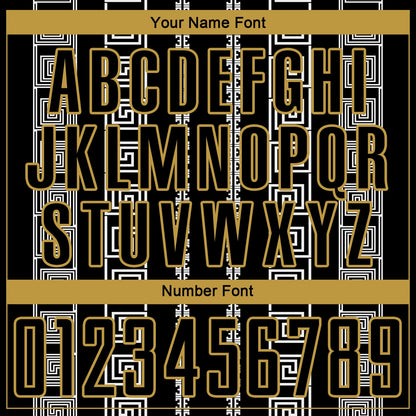 Custom Black Old Gold-White Geometric Shape Sublimation Soccer Uniform Jersey - Sky-Custom