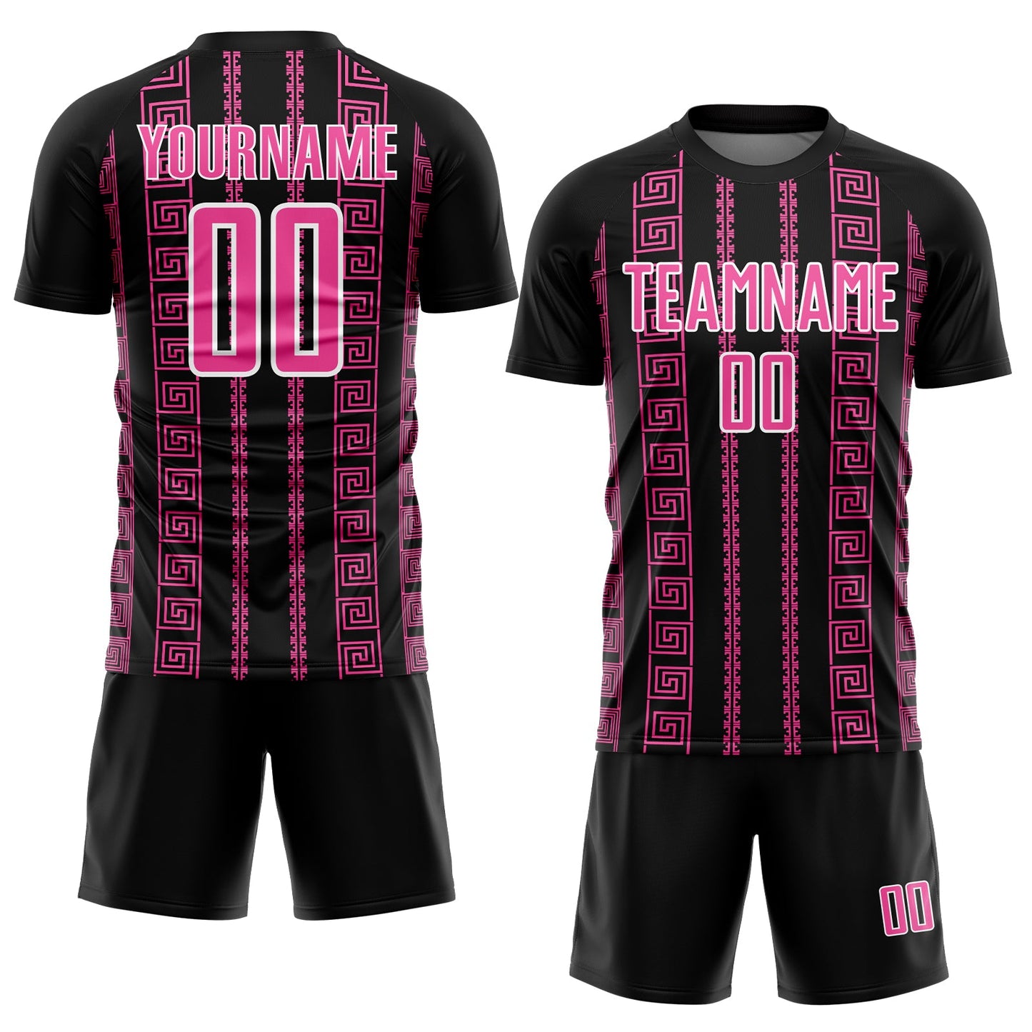 Custom Black Pink-White Geometric Shape Sublimation Soccer Uniform Jersey - Sky-Custom