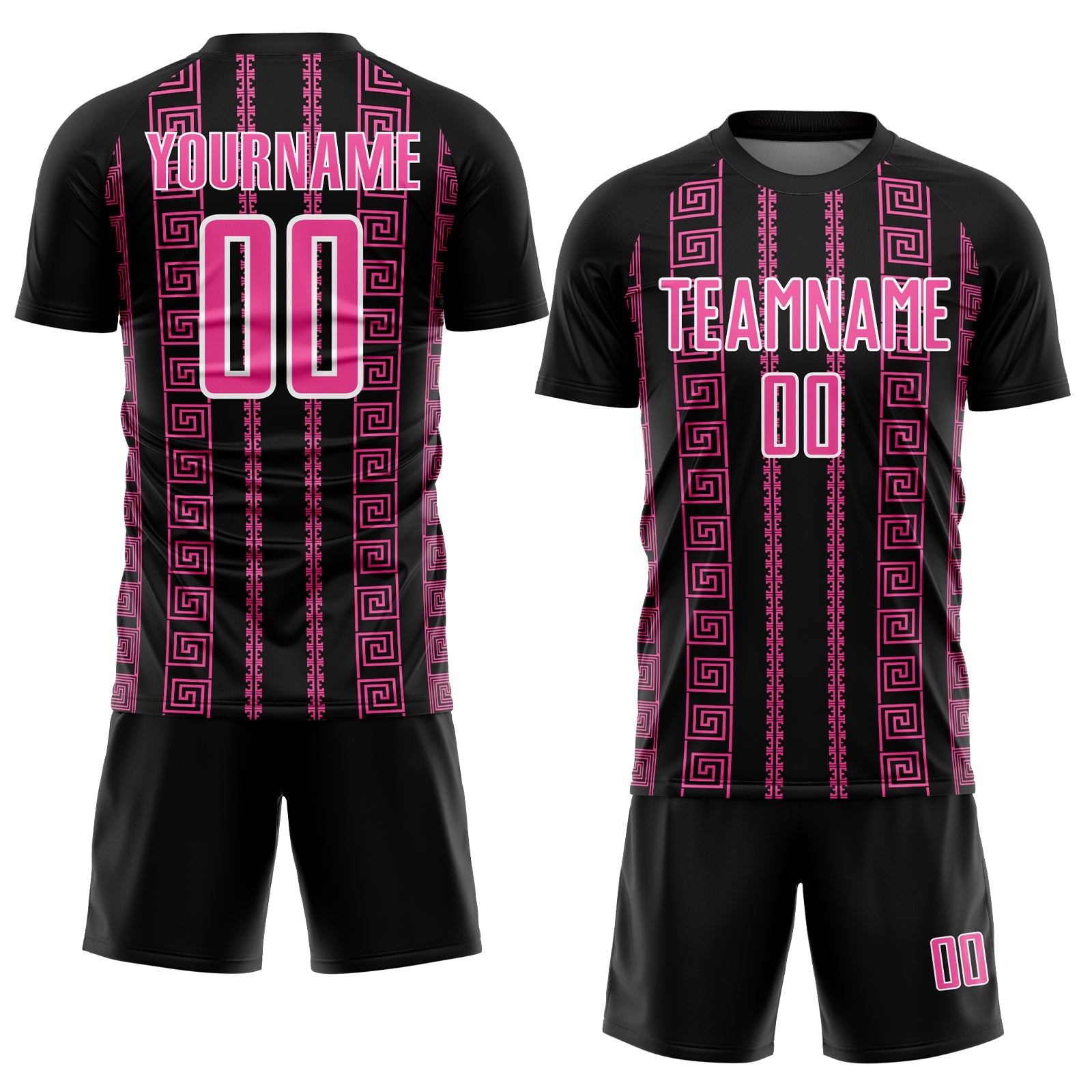 Custom Black Pink-White Geometric Shape Sublimation Soccer Uniform Jersey - Sky-Custom