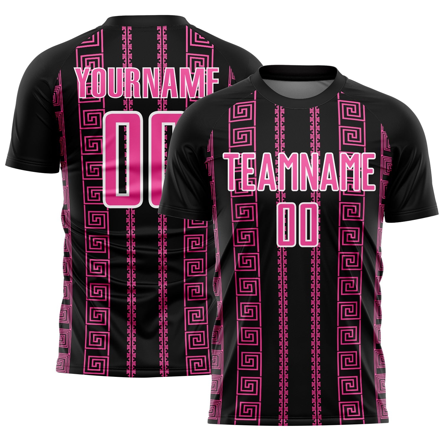 Custom Black Pink-White Geometric Shape Sublimation Soccer Uniform Jersey - Sky-Custom