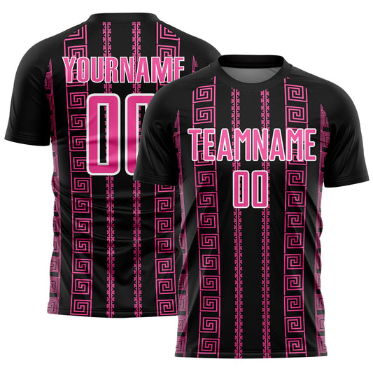 Custom Black Pink-White Geometric Shape Sublimation Soccer Uniform Jersey - Sky-Custom