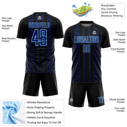 Custom Black Royal-Light Blue Geometric Shape Sublimation Soccer Uniform Jersey - Sky-Custom