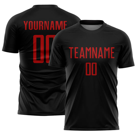 Custom Black Red Sublimation Soccer Uniform Jersey - Sky-Custom
